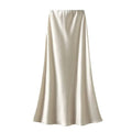 Fall French Elegant Satin High Waist Drapey Skirt