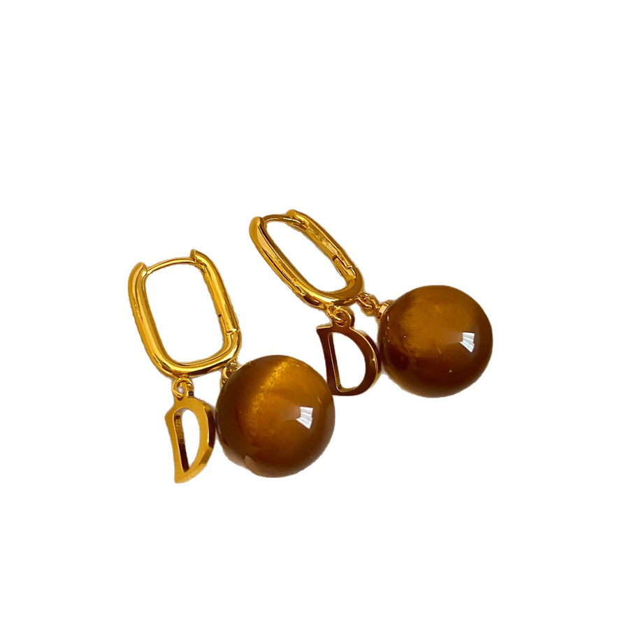 18K Gold-Plated Round Pendant Clip-On Earrings - view 5