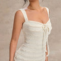 Women's Wave Hem Halter Neck Strappy Mini Dress