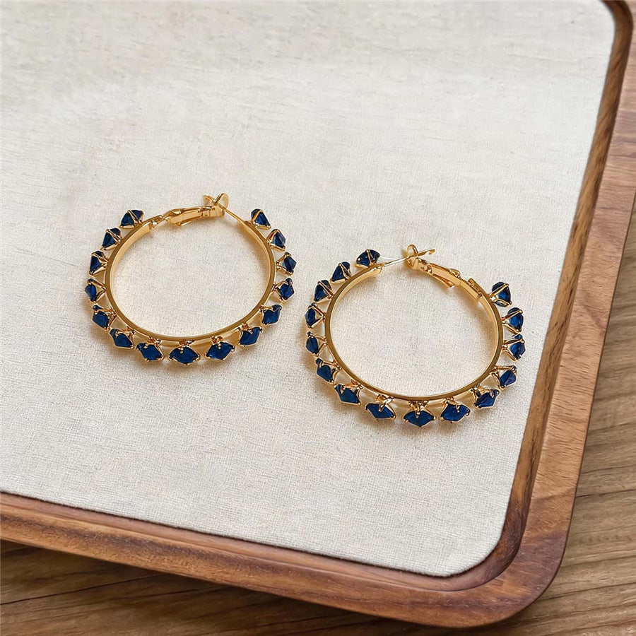 French Vintage Zircon Round Hoop Earrings - view 8