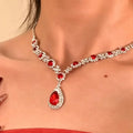 Red Teardrop Cubic Zirconia Necklace Evening Gown Set Accessory Clavicle Chain 2026 New Bestseller Choker Light Luxury Necklace
