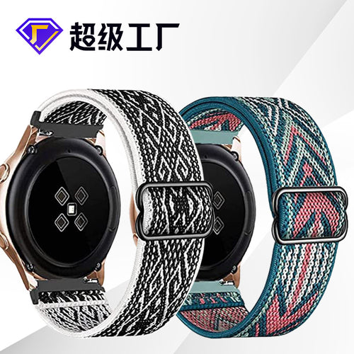 For 20 / 22mm Samsung Nylon Day Lettering Clasp Adjustable Smart Watch Band Huawei GT Single Row Band