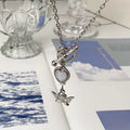 Heart Angel Cubic Zirconia Necklace Women Niche Design Detail Clasp Clavicle Chain Personality Simple Minimal Accessory N6351