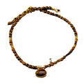 Artsy Retro Fashionable Elegant Maillard Necklace Stud Western Vintage Tiger Eye Collarbone Necklace