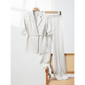 New Chinese Professional Acetate Satin Wide Leg Pants 2-Piece Set