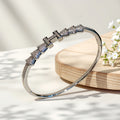Neo-Chinese Simple Set Cubic Zirconia Slub Bangle Copper Gold Plated Thick Plated Rise Step Elegant Premium Hand Jewelry