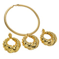 Overseas Middle East Copper Fashionable Twist Rotation Twist Design Necklace Earrings Set Large Electroformed Retro Accessory Wholesale