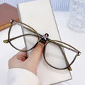 New Anti-Blue-Light Reading Ultra-Light Bare Face Crystal Big Frame Glasses Women Artsy Frame Hyperopia Glasses Versatile Plano