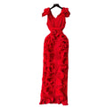 High-End Elegant Pleated Ruffle Trimmed Bodycon Long Dress for Banquet
