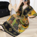 Women's Chinese French Short Sleeve V-Neck Printed Dress + Skirt 2026 - 1-1#