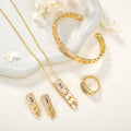 Overseas Bestseller 18K Western Personality Simple Cuban Chain Stripe Necklace Bracelet Set Earrings Ring Party Jewelry Set