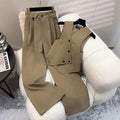 Fall-Winter Office Fashion Vest Jacket + Vest + Pants 2-Piece Set