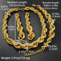 EU/US Import Hot Sale Personality Statement Rope Chain Stripe Thick Hip-Hop Breeze Copper Tube Twist Necklace Bracelet Set Earrings Set