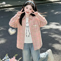 Girls' Plaid Long Sleeve Shirt - Casual Fall Layer