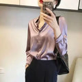 Spring-Summer Retro Versatile Satin Long Sleeve Drapey Shirt