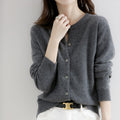 Women's Fall Korean Relaxed Plus Size Knit Wool Crew Neck Loose Sweater + Cardigan + - Black