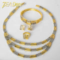 Vintage Statement Retro Multi-Layer Square Piece Spliced Necklace Bracelet Set Earrings Ring Set Two-Tone Design Detail Jewelry