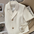 Women's Summer Office Petite Short Sleeve Cropped Blazer 2026 - Off White Short Sleeve