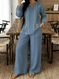 Women's Ethnic Retro Plus Size Long Sleeve V-Neck Printed Drapey Top Set 2026 - 1