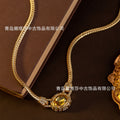 Vintage Earrings Premium vintage Western Heavy-Duty Set Inlay Light Luxury Stud Retro Necklace Jewelry Set