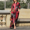 Women's Casual Lapel Collar Printed Floral Long Dress + Shirt + Skirt 2026 - Blue
