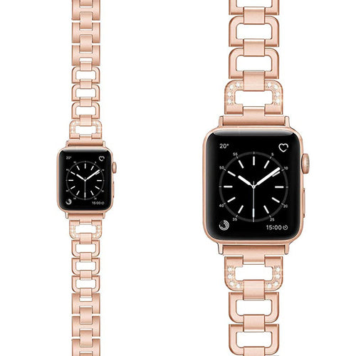 For Apple watch Apple D Lettering Shape Cutout Metal Rhinestone Adjustable Interface Apple Band