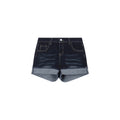 dark blue rolled hem denim shorts for women summer thin fat sister mm mid-waist elastic slimming a-l