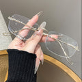Rimless Square Women Sunglasses UV-Proof Premium Sunshade Glasses Beveled Metal Personality Trendy Sunglasses