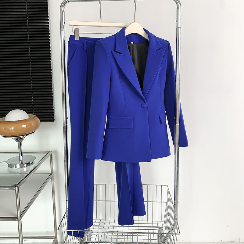 Women's Fall Office Elegant Waist-Tie Slit Fitted Blazer 2026 - Blue