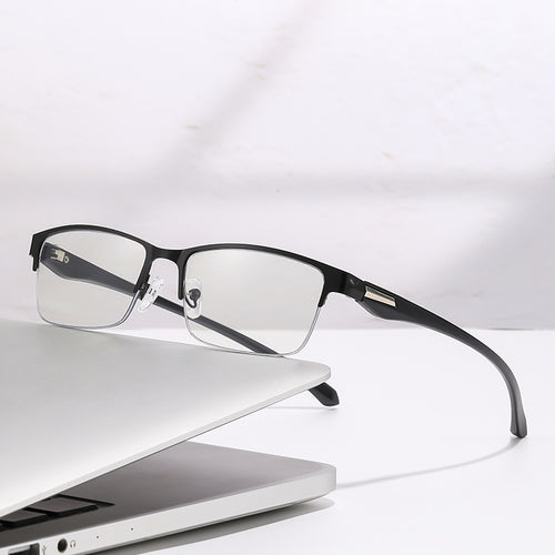 Prescription Glasses Men Formal Half-Rim Korean Handsome Browline Glasses Frame Anti-Blue Plano Trendy Handsome Prescription Sunglasses