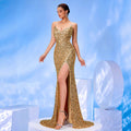 Women's Spaghetti Strap Sequin Mermaid Evening Gown Banquet