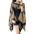 Women's Summer Ethnic Retro Chiffon Printed Lightweight Sun-Protection Top + Shawl + - Black