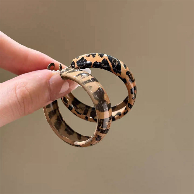 Vintage Leopard Print Flower Stud Earrings - view 2