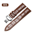 Real Leather Band Slub Pattern Top Grain Leather Soft Waterproof Butterfly Buckle Unisex Watch Band In Stock