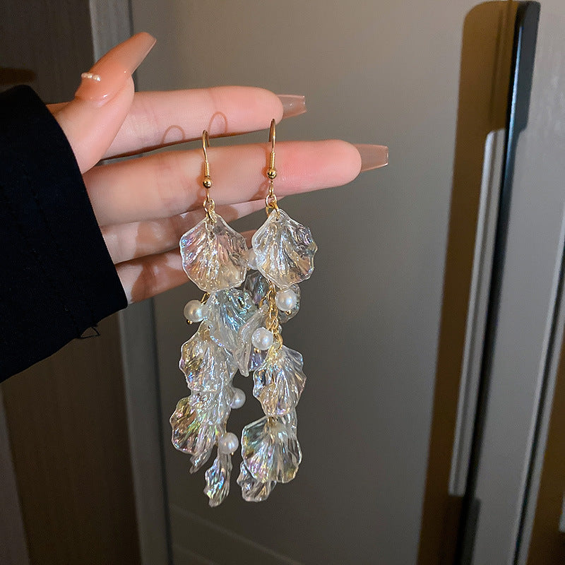 Rhinestone Mesh Butterfly Tassel Earrings - view 9