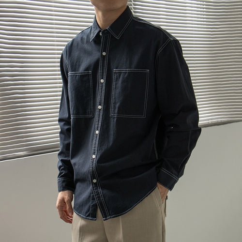 Nengmeng Contrast Topstitch Workwear Shirt