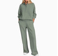 Casual Fashion Long Sleeve Lapel Collar Wide Leg Pants + Top Set