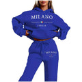 Fashion Plus Size Lined Printed Letter Print Hoodie Set