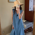 Korean Chic Solid Sleeveless Backless Thin Strap Dress
