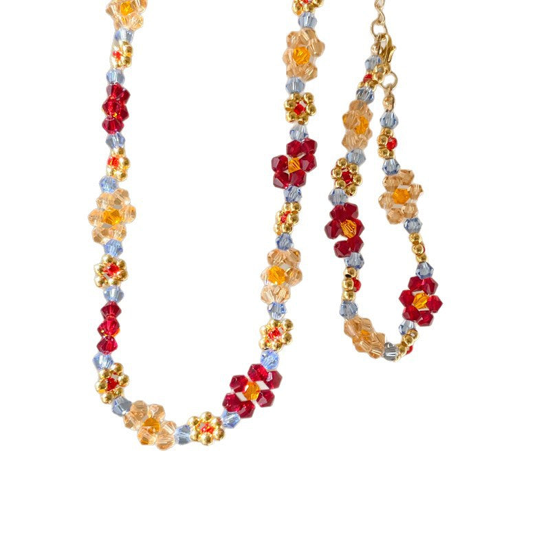 Beaded Teardrop Pendant Necklace and Bracelet Set - view 5