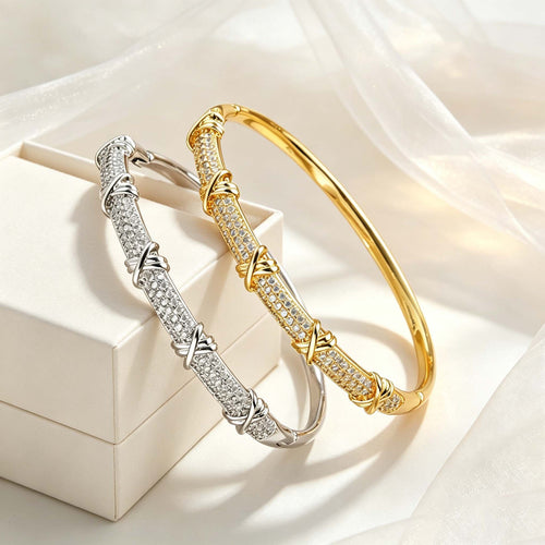 Cubic Zirconia X Letter Light Luxury Design Bangle Fashionable Premium Versatile Bestseller Bracelet Cross Butterfly ins Breeze Hand Jewelry