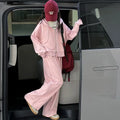 Girls' Short Hooded Dual Zip Jacket & Wide-Leg Pants Set