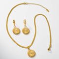 Overseas Fashionable Round Helm Pendant Knife Lens Chain Necklace Earrings Set Simple Western New Versatile 2-Piece Set
