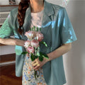 Women's Summer Fashion Elegant Short Sleeve Lightweight Loose Blazer + Top 2026 - As Pictured