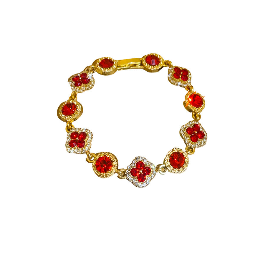 Rhinestone Floral Round Clasp Bracelet - view 5