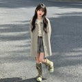 Girls' British Style Mid-Length Trench Jacket - Fall