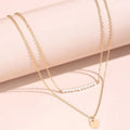 New Fashionable Trendy Alloy Necklace Sweater Chain Pearl Round Lens Fine Neck Necklace Two Layer Clavicle Chain Women N6242