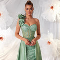 Women's Strapless One-Shoulder Sequin Waist-Cinching A-Line Classic Socialite...