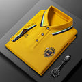 2025 summer pique ice mercerized cotton lapel men's casual short sleeve polo shirt men's embroidered