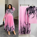 Office Elegant Printed Pleated Skirt 2-Piece Set